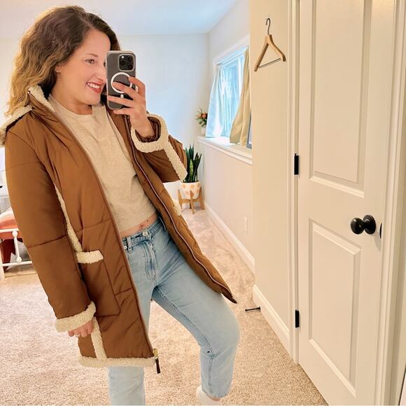 J. Crew Tan Sherpa Signature Puffer Jacket XS - Picture 1 of 15